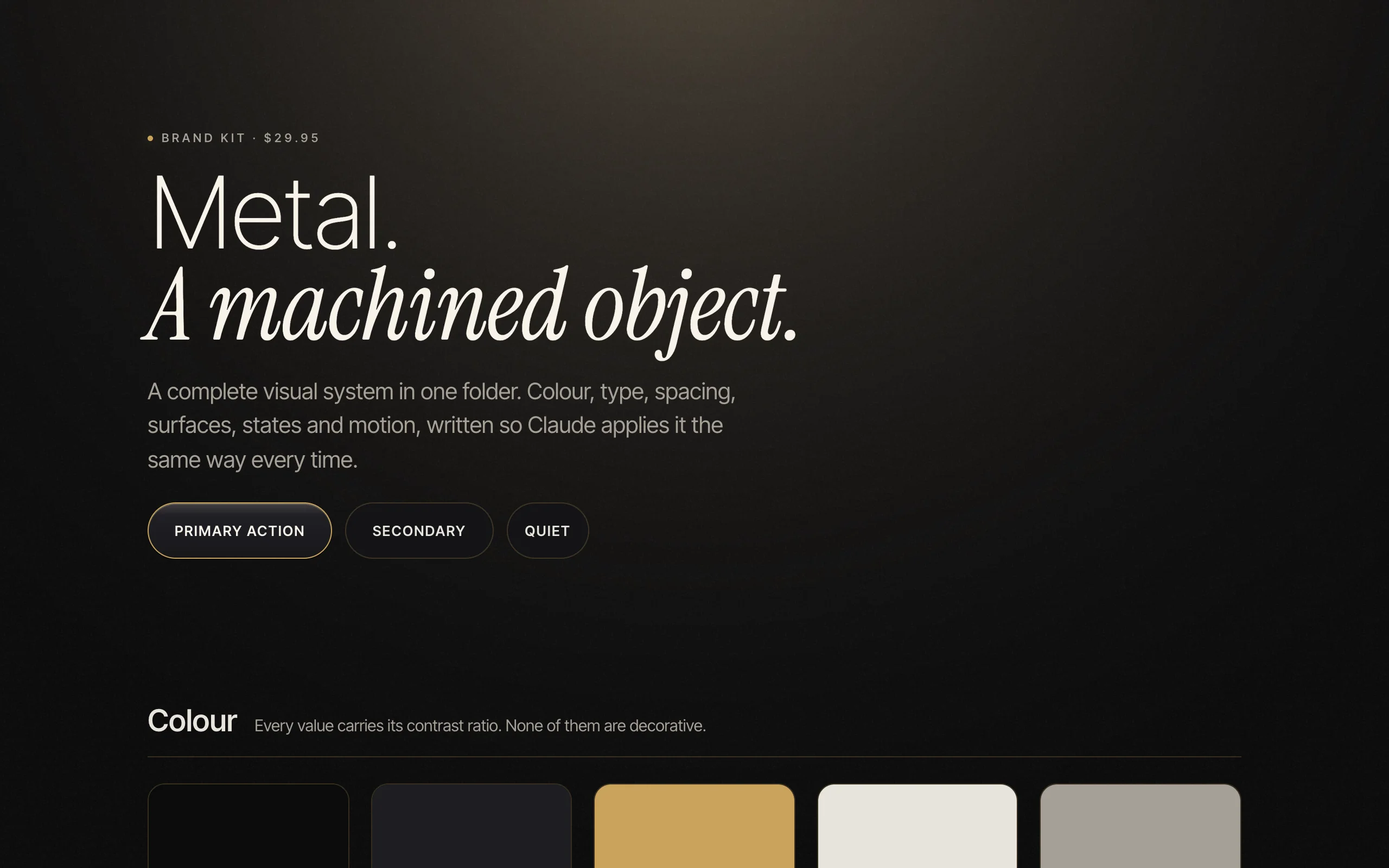 The Metal Brand Kit detail page