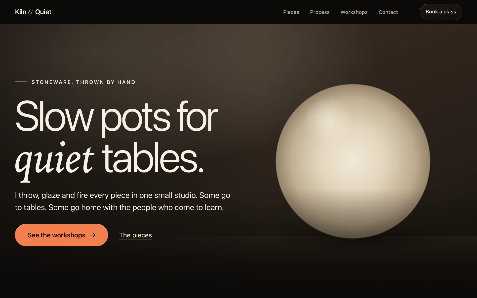 Kiln & Quiet, an example website built with the skill
